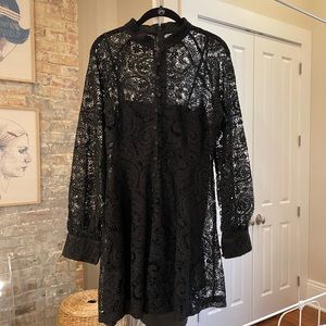 Black lace short cocktail dress